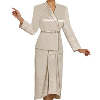 Divine Apparel Womens 2 piece Crocodile Jacquard Plus size Skirt Suit