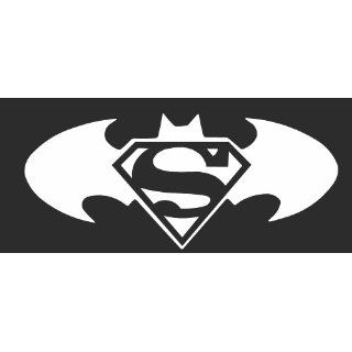 Batman Superman Sticker Vinyl Decal White 9 x 3  