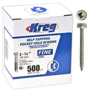 Kreg SPS F125 500 Pocket Hole Screws 1 1/4 Inch #2 Fine Pan Head 500ct