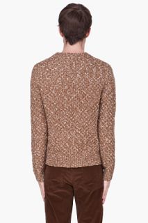 Shipley & Halmos Brown Wool Rose Aran Sweater for men
