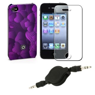 Dicota Purple Case/ Screen Protector/ Cable for Apple iPhone 4S