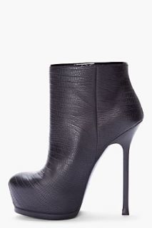 Yves Saint Laurent Black Snakeskin Embossed Leather Tribtoo Boot for women