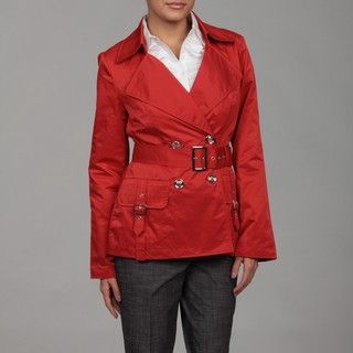 Kasper Womens Poppy Red Belted Taffeta Jacket