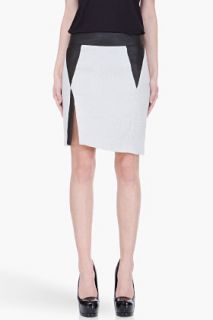 Helmut Lang Grey Jacquard And Leather Skirt for women