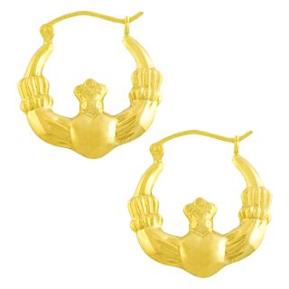 Yellow Gold Polished Claddagh Hoop Earrings Today: $124.99