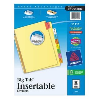 Avery 11111 Index Tab Set, Insertable, 8 Tabs, Colored