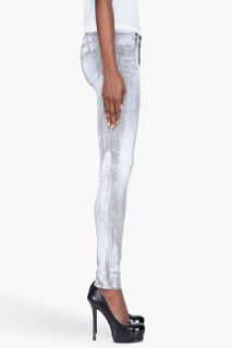 J Brand Slim fit Grey Coated Sutra Jeans for women