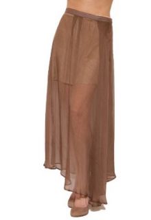Womens Obakki Lili Sheer Long Maxi Skirt in Umber