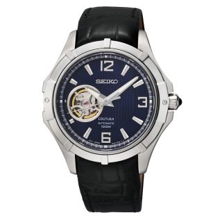 Seiko Mens Coutura Automatic Blue Dial Leather Watch Today $296.25