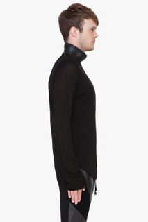 Denis Gagnon Black Leather Collar Turtleneck for men