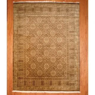 Indo Hand knotted Tibetan Brown/ Beige Wool Rug (9 x 12) Was: $1,699