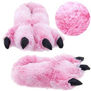 Pink Fuzzy Bear Paw Animal Slippers for Women and Men