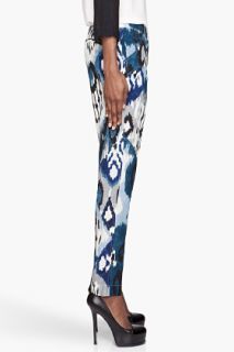 ALTUZARRA Blue Printed Silk Simba Trousers for women