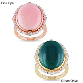 Miadora Silver Pink Opal or Green Onyx Gemstone Ring MSRP $169.83