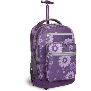 World Sundance 19.5 inch Purple Flower Rolling Backpack with