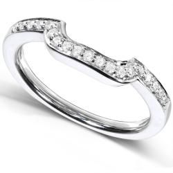 14k White Gold 1/10ct TDW Diamond Curved Wedding Band (H I, I1 I2