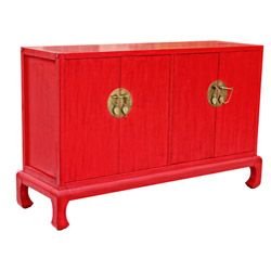 Antique Red 4 door Cabinet