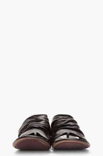 Marsèll Black Creased Leather Cang Sandals for men