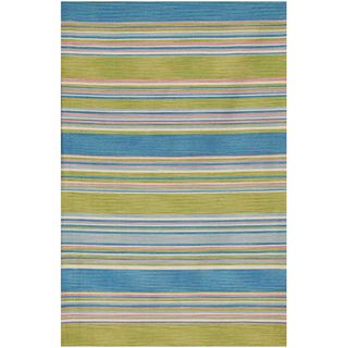Flat woven Blue Wool Area Rug (9 x 12)