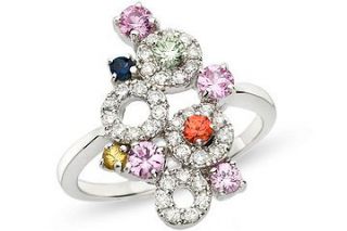 14k Gold 1/4ct TDW Diamond and Fancy Sapphires Ring
