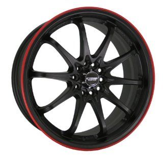 Kyowa Racing Series 206 Flat Black Red Stripe   18 x 7.5 Inch Wheel