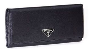 Prada Checkbook Clutch Wallet M201   Black Saffiano