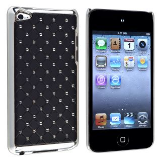 Black/ Diamond Leather Snap on Case for Apple iPod Touch Generation 4