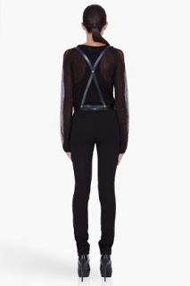 Denis Gagnon Black Leather Suspender Wool Trousers for women
