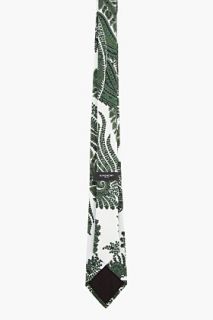 Givenchy White And Green Paisley Silk Tie for men
