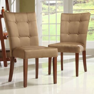 ETHAN HOME Tufted Button Back Peat Microfiber Side Chair (set of 2)
