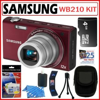Samsung WB210 14MP Red Digital Camera with 4GB Kit