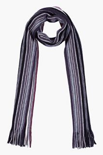 Paul Smith  Charcoal Striped Wool Scarf for men