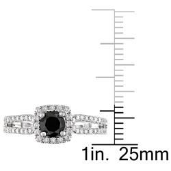 Miadora 14k Gold 1 1/5ct TDW Black and White Diamond Halo Ring (G H