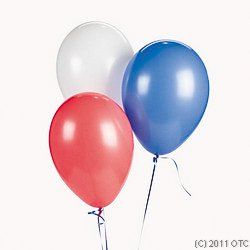 Patriotic Balloons in Red, White and Blue (144 pcs) Toys