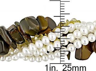 Six strand FW Pearl and Citrine Twisted Necklace (3 4 mm)