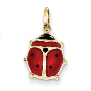 14k Enameled Ladybug Charm Jewelry
