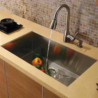 Vigo Undermount Stainless Steel Kitchen Sink, Faucet and Dispenser