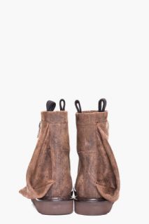 Rick Owens Brown Leather Pocket Boots for men