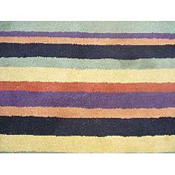 Indo Hand tufted Multicolor Striped Rug (9 Round)