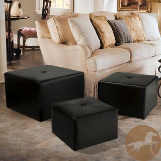 Christopher Knight Home Juniper Leather Nested Ottomans (Set of 3)