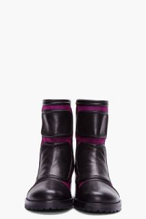 Versus Purple Combo Leather Network Boots for women
