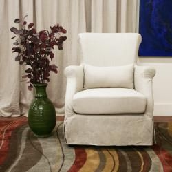 Carradine Beige Linen Slipcover Modern Club Chair