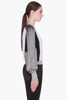 3.1 Phillip Lim Grey Silk Iridescent Sequined Sweatshirt for women