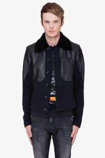 Paul Smith  Black Leather Trim Bomber Jacket for men