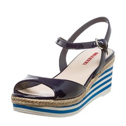 Blue Striped Wedge Patent Leather Sandals Today $299.99