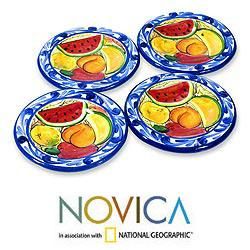 Set of 4 Ceramic Harvest Dessert Plates (El Salvador)