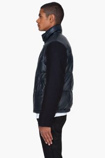 Givenchy Navy Leather Puffer Jacket for men