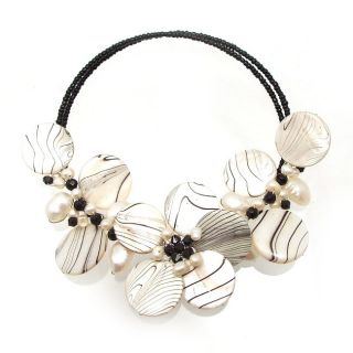 Charming Zebra Pattern Mother of Pearl Choker/Necklace (Thailand