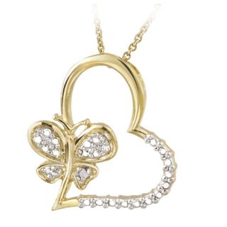 DB Designs 18k Gold over Silver Diamond Accent Butterfly Heart