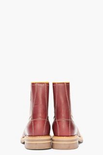 Diesel Burgundy Leather Skillo Boots for men